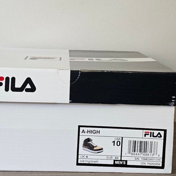 Fila Men\'s A High Patent Leather High Top Casual Size 10 Black Gold NWT